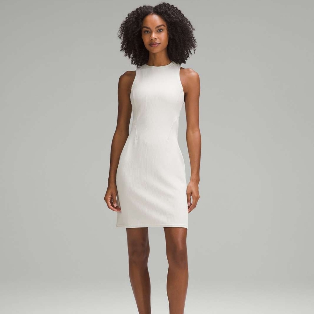 Lululemon Ribbed Softstreme Slim-Fit Tank Dress Bone